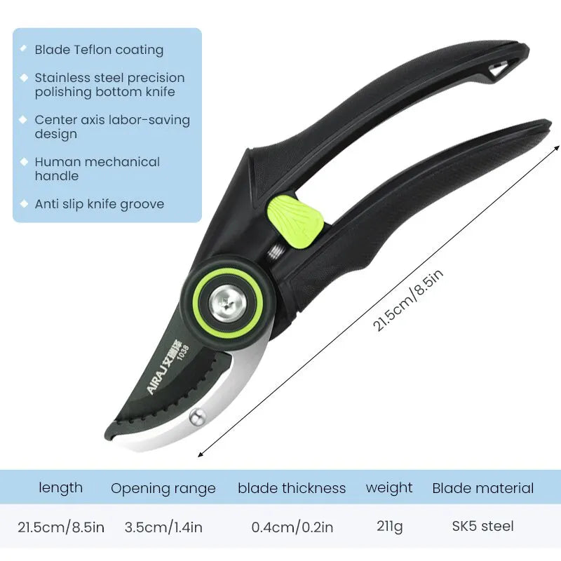 AIRAJ Bypass Pruning Shears – Sharp, Durable Garden Hand Tool