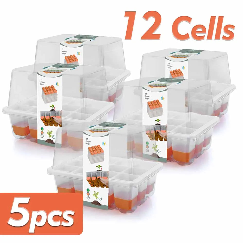 12-Cell Seedling Starter Tray Kit – Adjustable Humidity Nursery Box